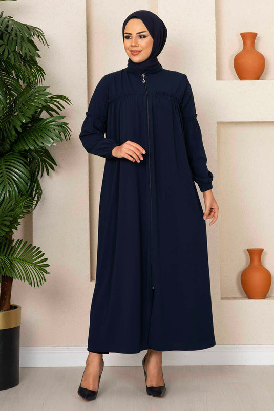 Young Modest Abaya with Robe Dark Navy Blue