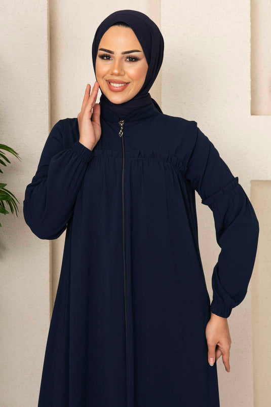 Jeune Abaya Modeste avec Robe Bleu Marine Foncé