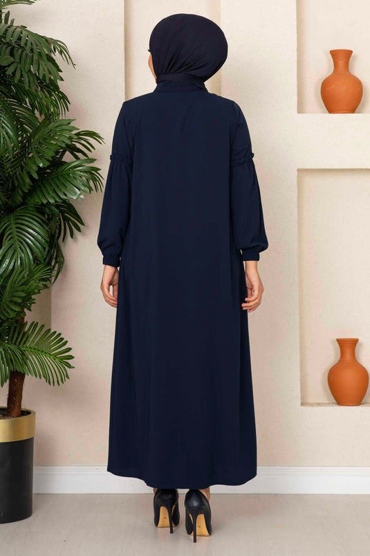 Young Modest Abaya with Robe Dark Navy Blue