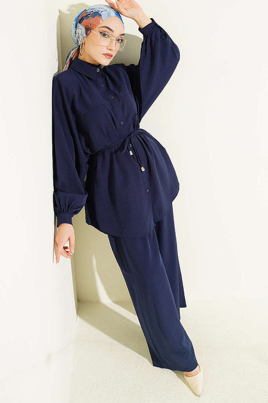 Robalı İp Kuşaklı İkili Takım Lacivert