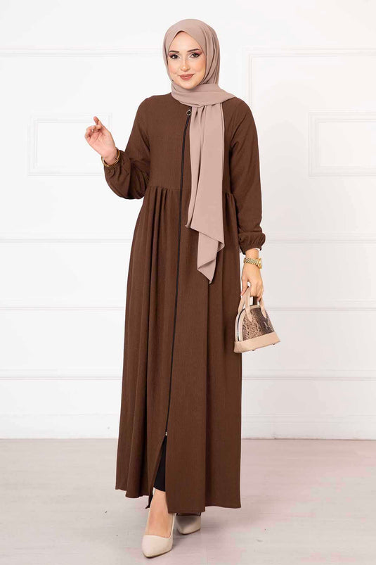 Robalı Kolu Lastikli Ferace Kahve