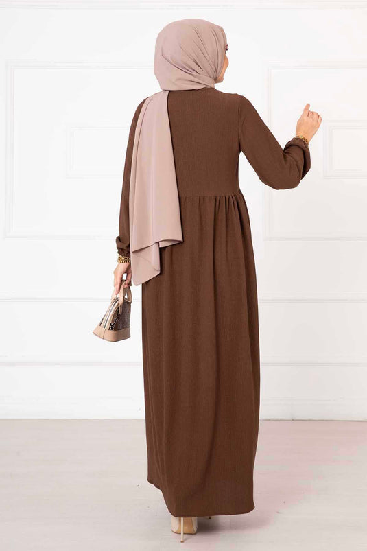 Robalı Kolu Lastikli Ferace Kahve