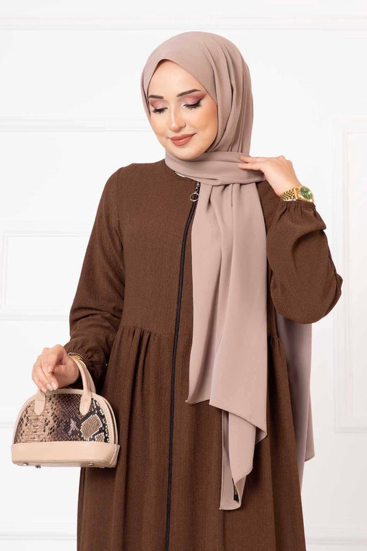 Robalı Kolu Lastikli Ferace Kahve