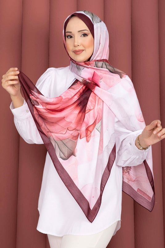 Série de foulards Rose Desen Bordeaux