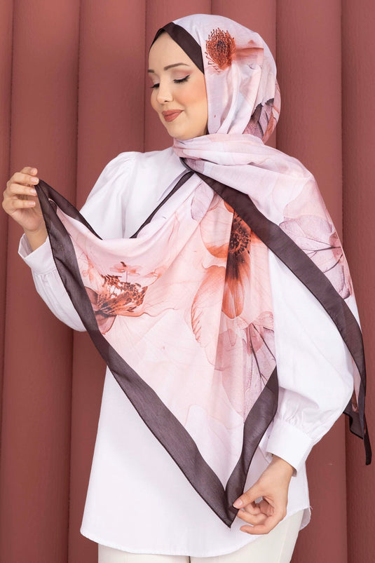 Série de foulards à motif rose couleur café