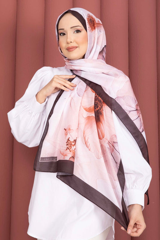 Série de foulards à motif rose couleur café