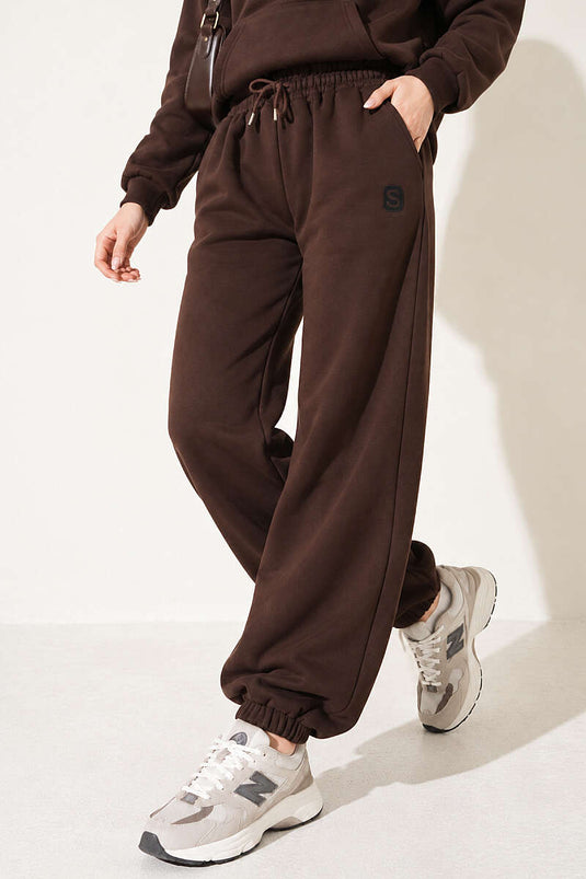 S Armalı Şardonlu Jogger Pantolon Kahve