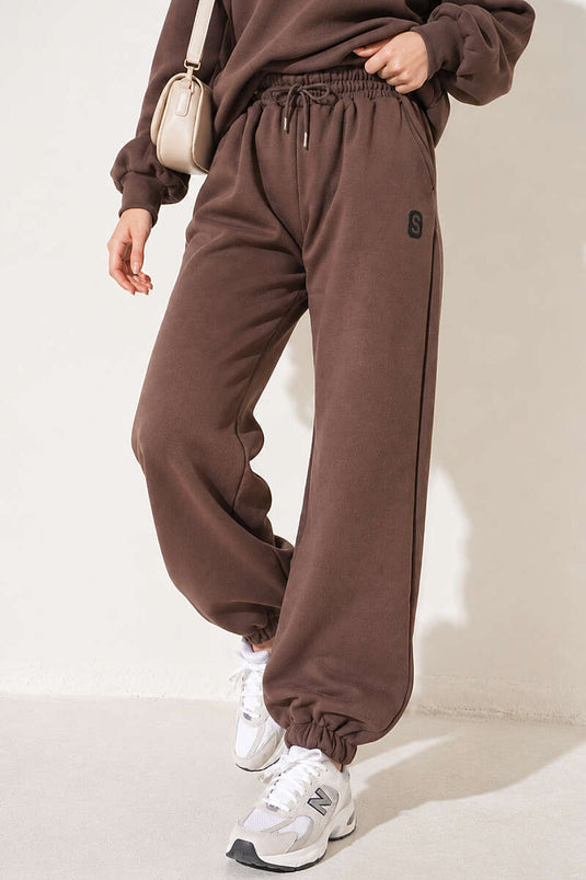 S Armalı Şardonlu Jogger Pantolon Vizon