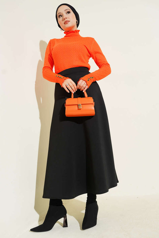 Saç Örgü Fırfırlı Triko Body Oranj