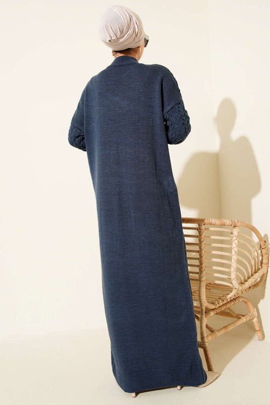 Braided Embossed Knit Dress Indigo