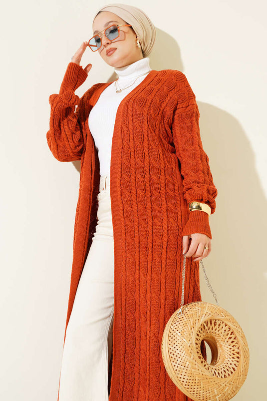 Hair Knit Long Knitwear Cardigan Tile