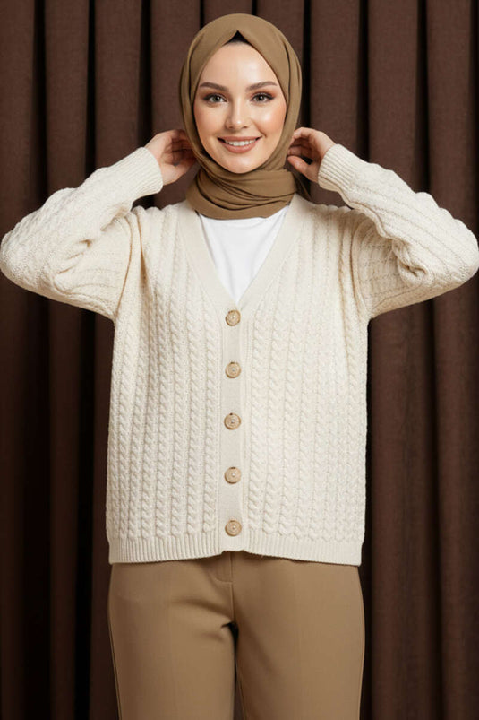 Gebreid geknoopt vest beige