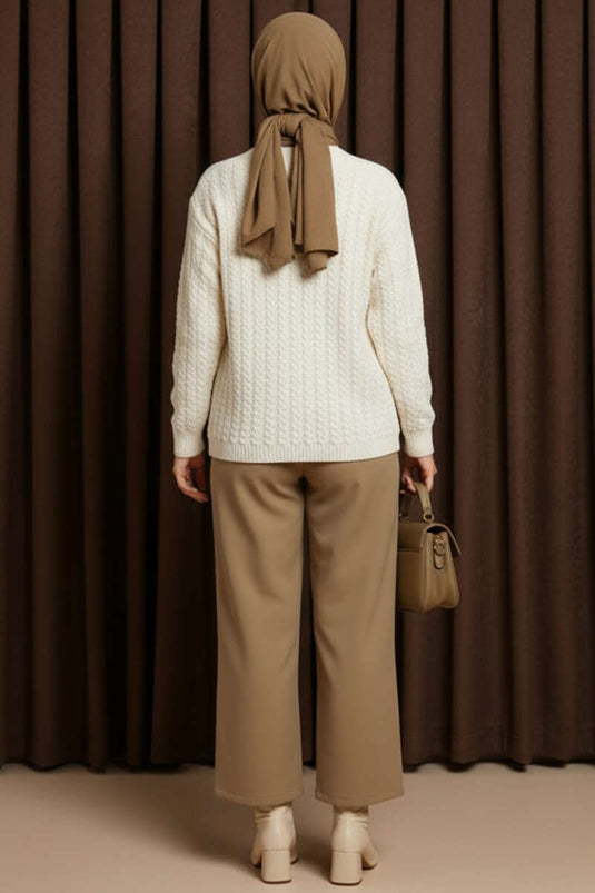 Knitted Buttoned Knitwear Cardigan Beige