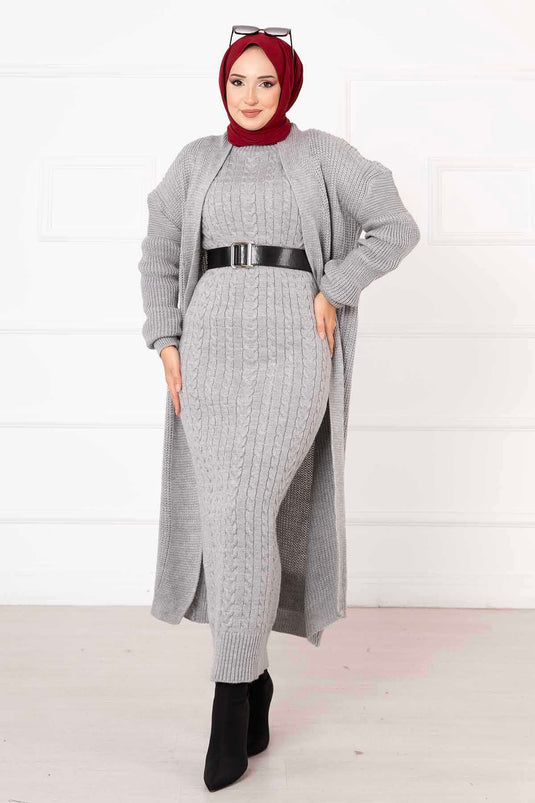 Combinaison double tressée gris clair