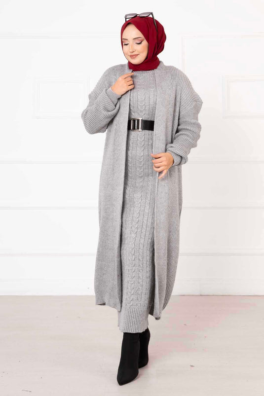 Combinaison double tressée gris clair