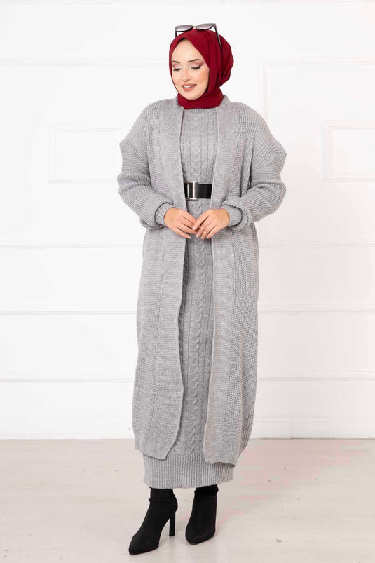 Combinaison double tressée gris clair