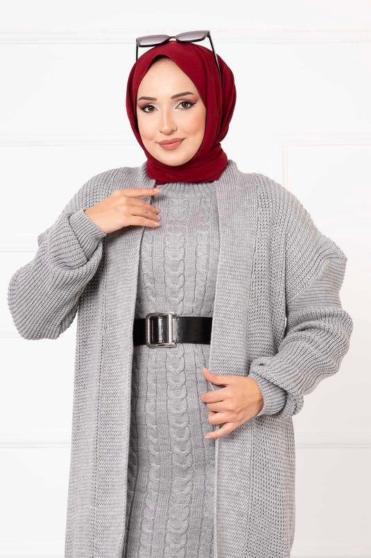 Combinaison double tressée gris clair