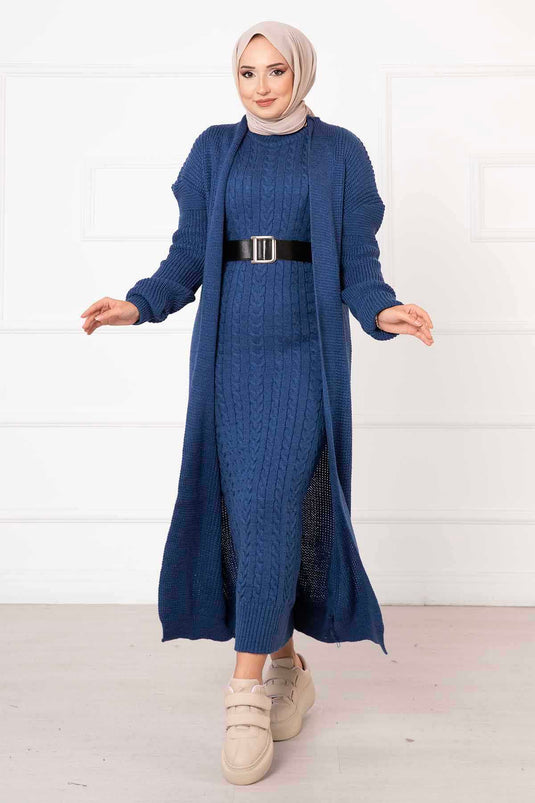 Ensemble double tressé indigo