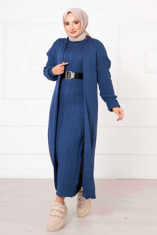 Ensemble double tressé indigo