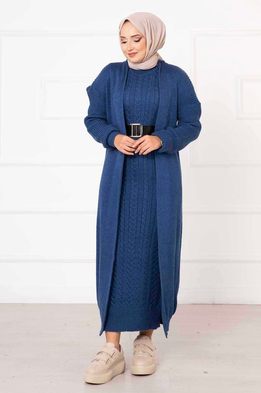 Ensemble double tressé indigo