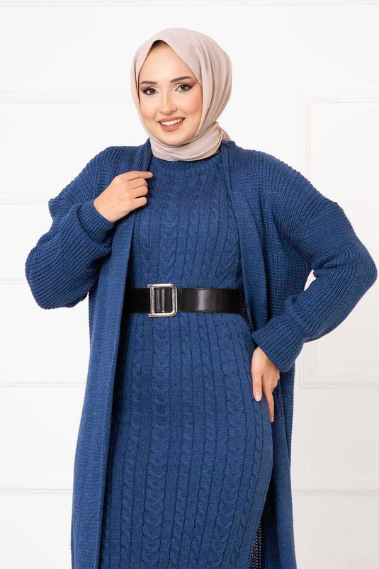 Ensemble double tressé indigo
