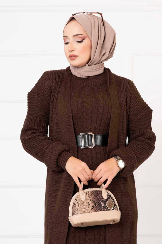 Braided Two Piece Suit Brown