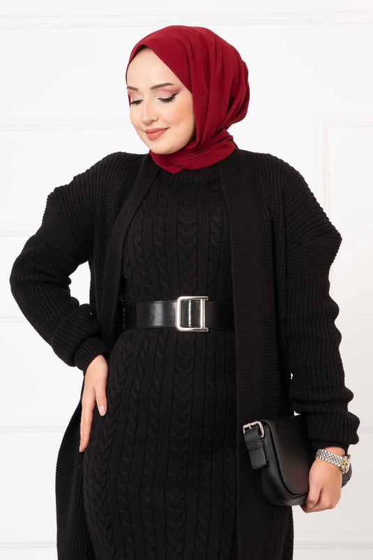 Braided Two Piece Suit Black