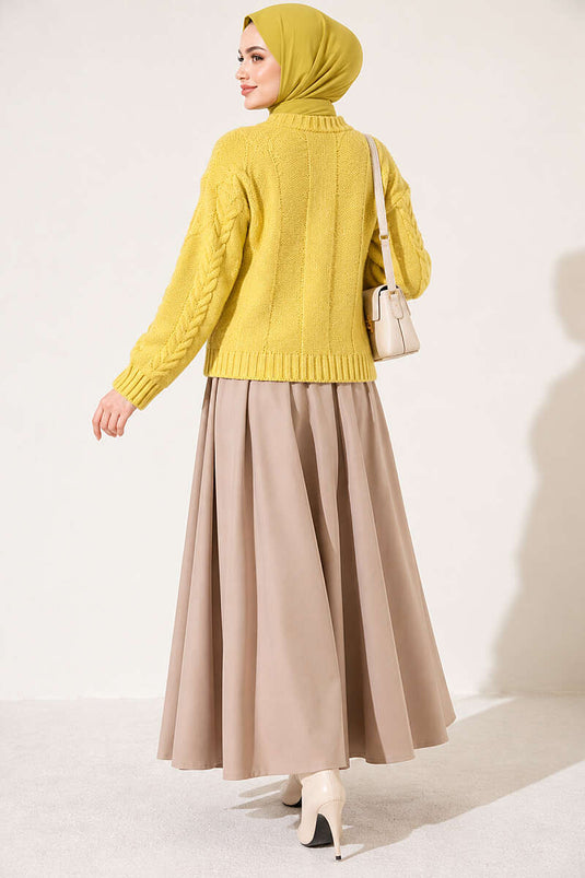 Geflochtener Strickpullover In Olivgrün