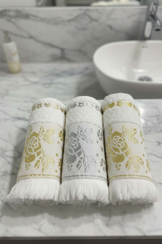 Fringed 3-Piece Hand and Face Towel Assorted 1