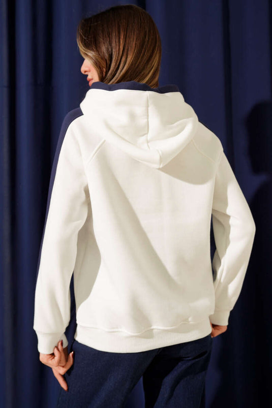 Sweat-shirt à capuche en triple fil imprimé Sachnd couleur écru