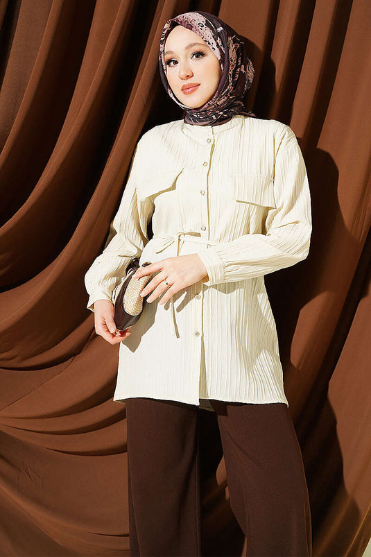 Chemise À Rayures Avec Poche Faux Et Détails De Pierre