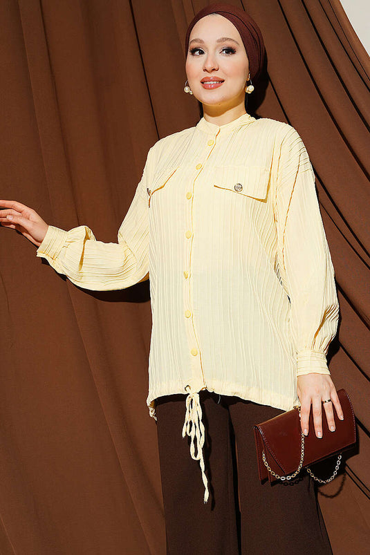 Fake Pocket Button-Down Shirt In Yellow