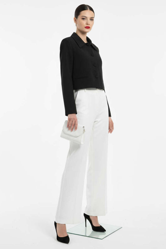 Sahte Cepli Düğmeli Ceket Siyah