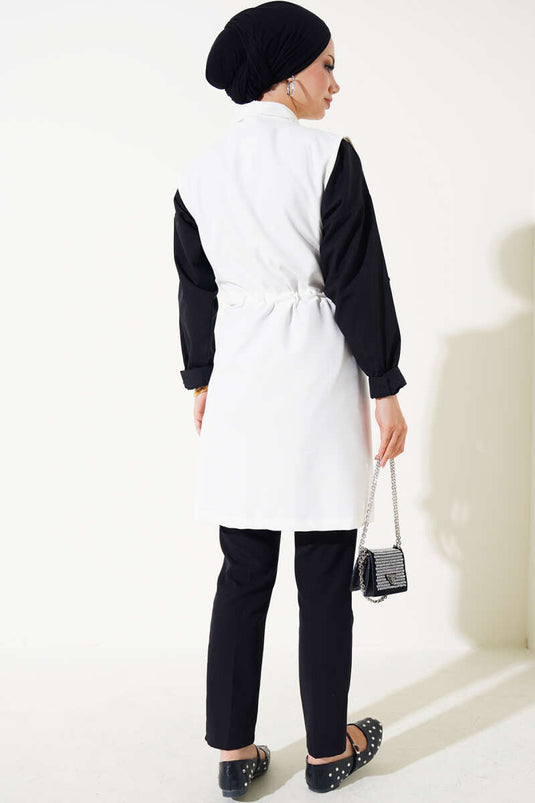 Fake Pocket Tunnel Vest Ecru