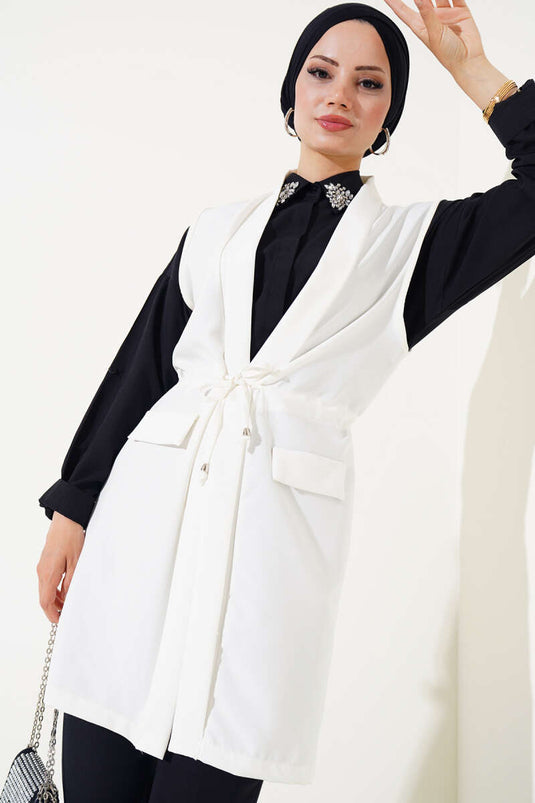 Fake Pocket Tunnel Vest Ecru