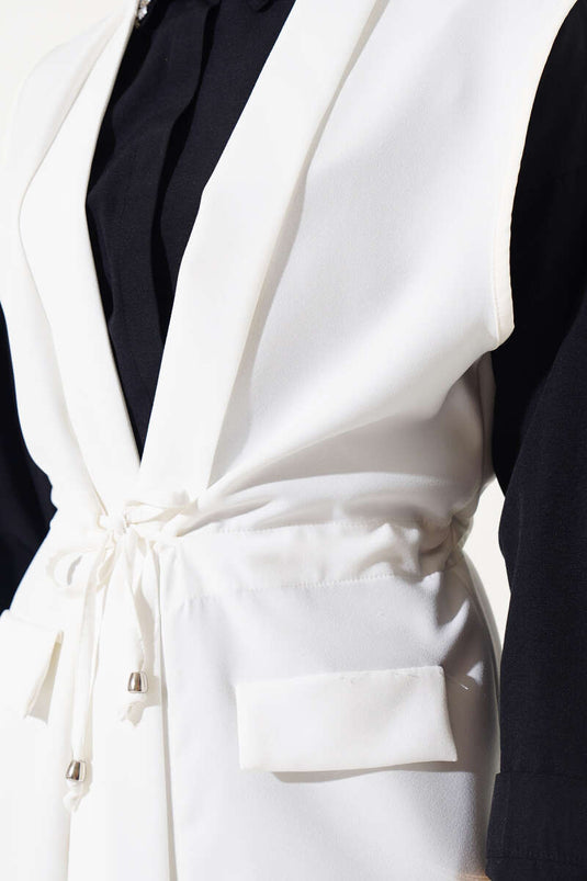 Fake Pocket Tunnel Vest Ecru