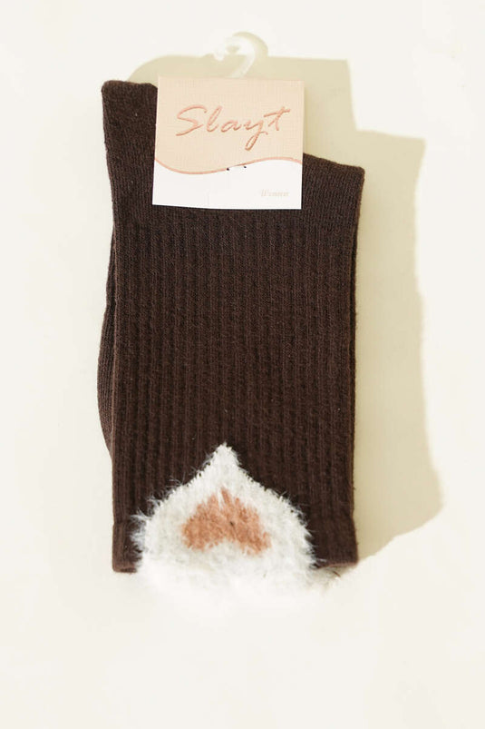 Sakalmuster Damen Knöchelsocken Braun