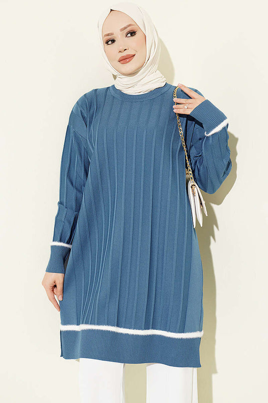 Indigo Sakal Details Mercerized Tunic