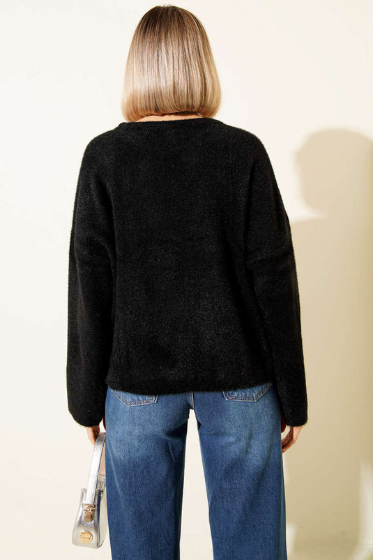 Sakallı Basic Kazak Siyah