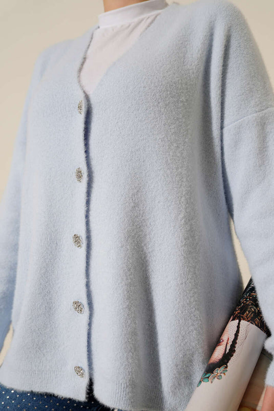 كارديجان بأزرار ملتحية أزرق فاتح