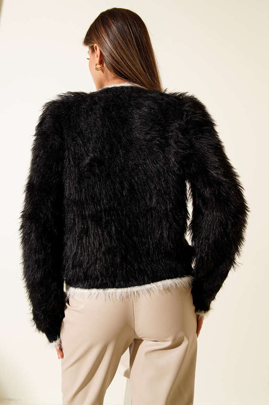 Sakallı Gold Düğmeli Hırka Siyah