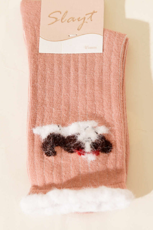 Sakallı Kadın Soket Çorap Pudra