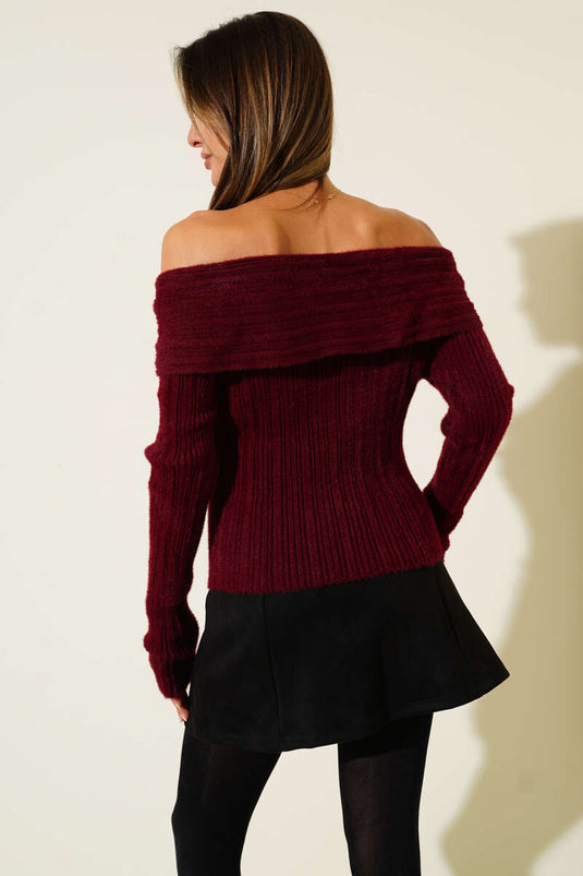 Sakallı Madonna Yaka Kazak Bordo