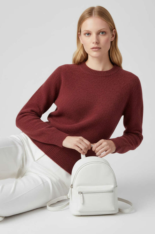 Strickpullover mit Bartmotiv, Burgunderrot