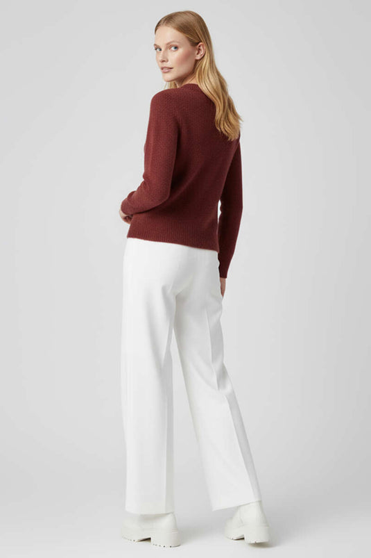 Strickpullover mit Bartmotiv, Burgunderrot