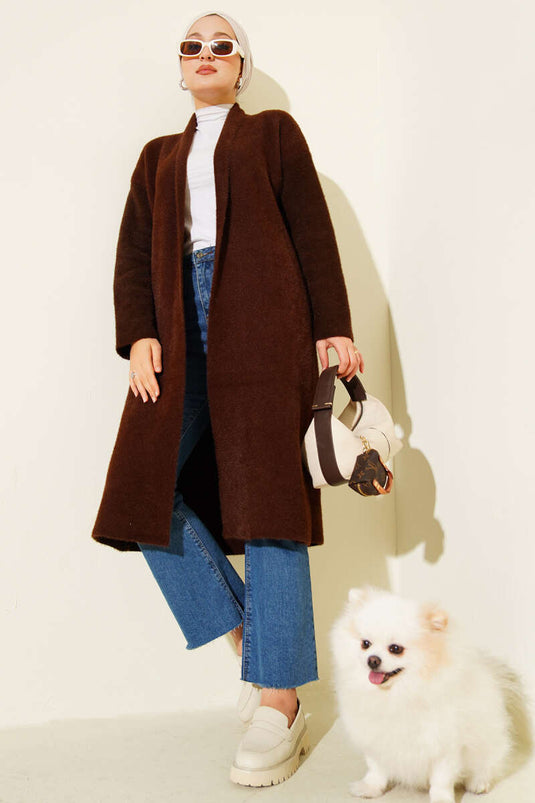 Sakallı Uzun Hırka Kahve