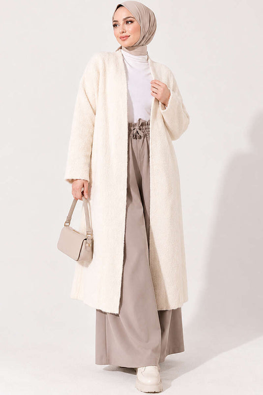 Beige Langarm-Cardigan Mit Verzierung