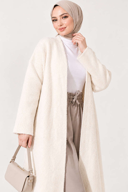 Beige Langarm-Cardigan Mit Verzierung