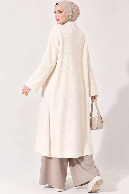 Beige Langarm-Cardigan Mit Verzierung