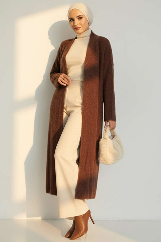 Bearded Long Sleeve Cardigan Coffee